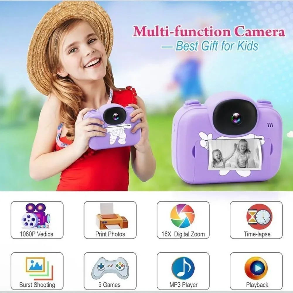 Kids Camera Instant Print, 3.5'' Kids Digital Camera Instant with 1080P HD Photo